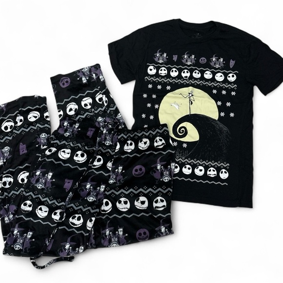 Disney Nightmare Before Christmas Top & Long Pajama Set Small Great Condition - Picture 1 of 5
